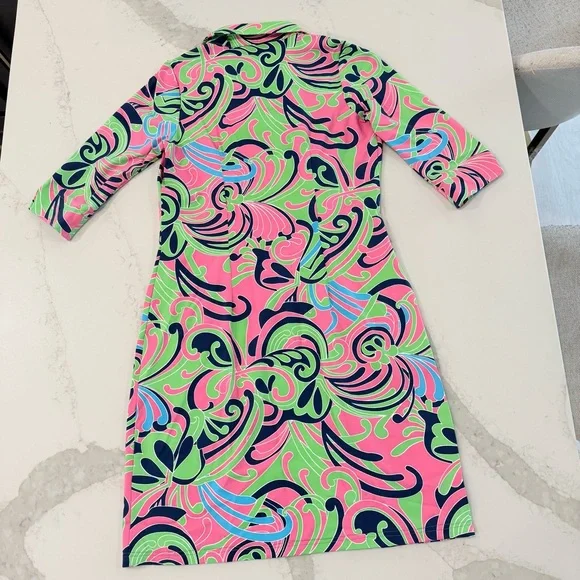 Katherine Way Sheath Scuba Collar Stretch Dress Women’s Small Retro Pink Swirl - Picture 6 of 6